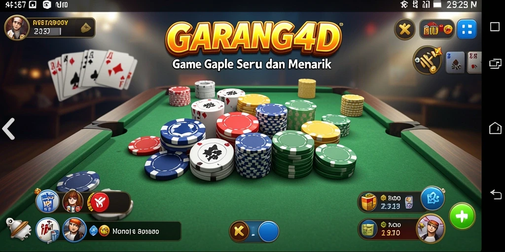 Screenshot gameplay GARANG4D menampilkan suasana permainan Gaple yang menyenangkan.