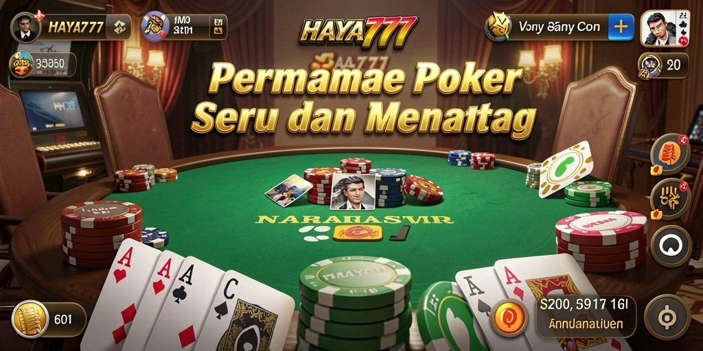 Gameplay menarik dan antarmuka grafis HAYA777 saat bermain Poker.