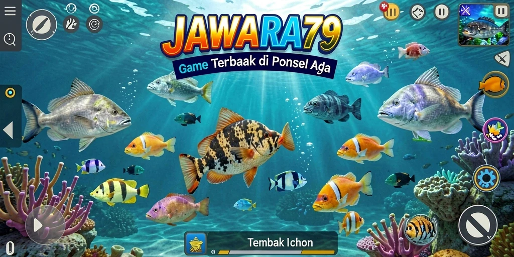 Tampilan gameplay menembak ikan seru dalam JAWARA79.
