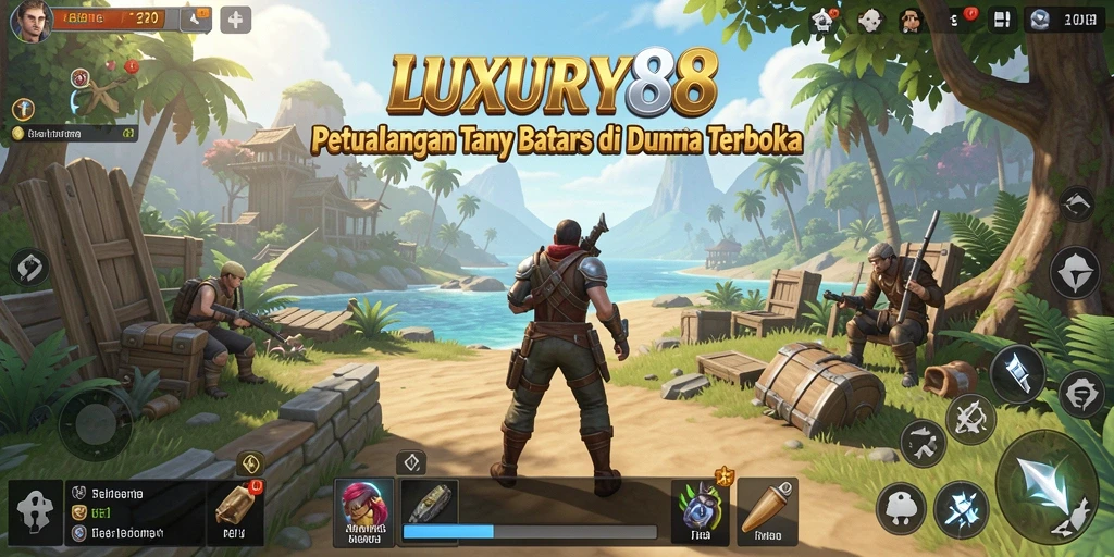 Screenshot gameplay <strong>LUXURY88</strong> menunjukkan petualangan di dunia terbuka yang menakjubkan.