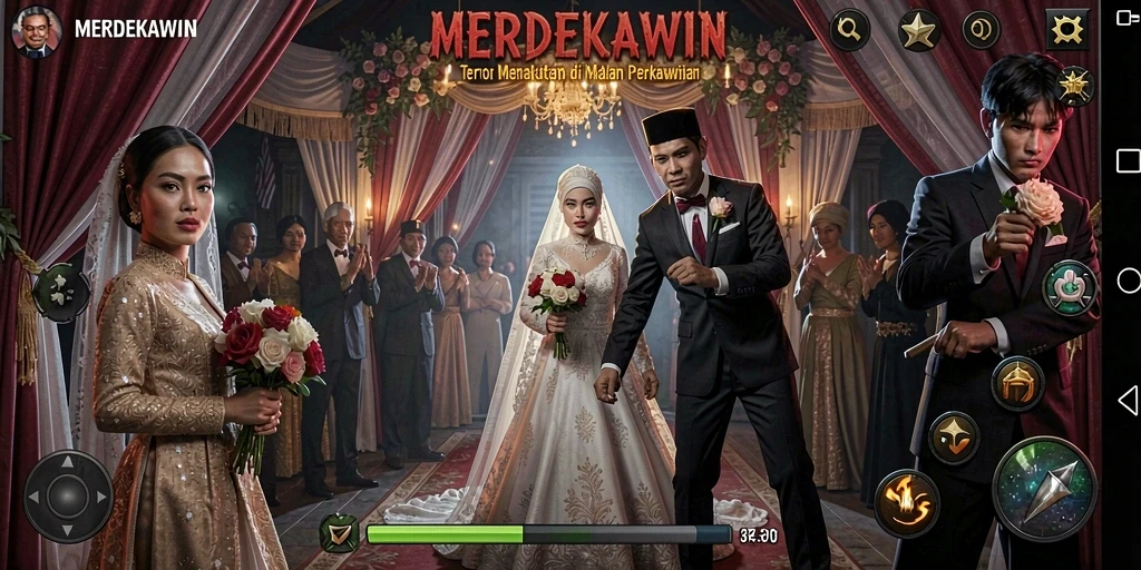 Tangkapan layar gameplay <strong>MERDEKAWIN</strong> yang menampilkan suasana Horror yang mencekam.