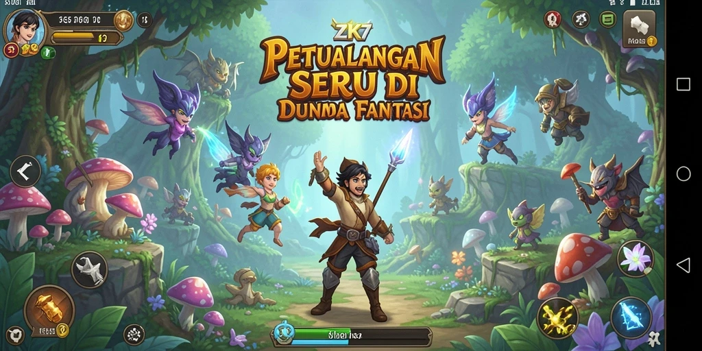 Tangkapan layar menunjukkan karakter utama ZK7 melawan monster di hutan.